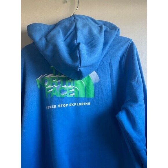 THE NORTH FACE MENS SIZE L PULLOVER BLUE HOODIE NWT NEVER STOP EXPORING - Picture 4 of 7